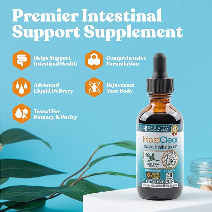 IntestiClear - Advanced Intestinal Support Supplement - Liquid Delivery for Better Absorption - Wormwood, Cloves, Black Walnut, Garlic & More!