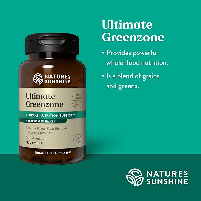 Nature's Sunshine Ultimate Greenzone, 180 Capsules | Supports Immunity, Helps Maintain a Balanced PH Level, and is Full of Nutritional Grains, Herbs, Fruits
