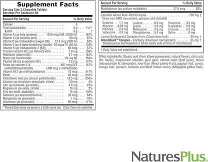 Natures Plus Power Teen for Him - 60 Chewable Tablets, Wild Berry - High-Potency Teenage Multivitamin - Sugar Free, Vegetarian, Gluten Free - 30 Servings