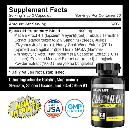 Goliath Labs Men's Booster Capsules [60 Veg Capsules/Bottle] Natural Strength Gainer Pills for Enhancing Male Energy - Supports Longevity, More Volume - Multivitamin Health Supplements