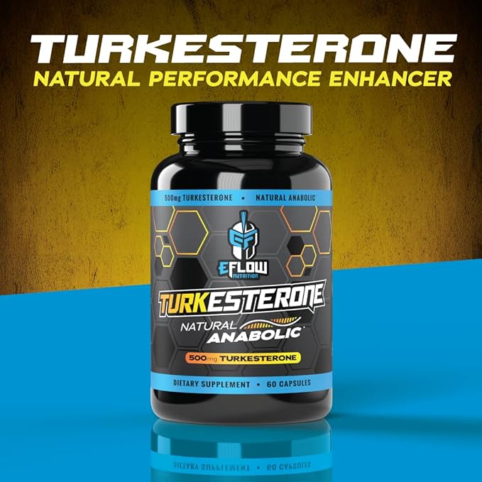 eFlow Nutrition Turkesterone Supplement for Men [Highest Purity] + Cyclodextrin for High Absorption - Increase Stamina, Lean Muscle Growth & Recovery, Boosts Drive - 3rd Party Tested (60 Capsules)