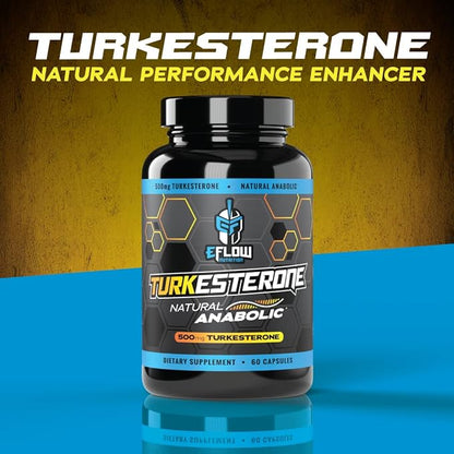 eFlow Nutrition Turkesterone Supplement for Men [Highest Purity] + Cyclodextrin for High Absorption - Increase Stamina, Lean Muscle Growth & Recovery, Boosts Drive - 3rd Party Tested (60 Capsules)