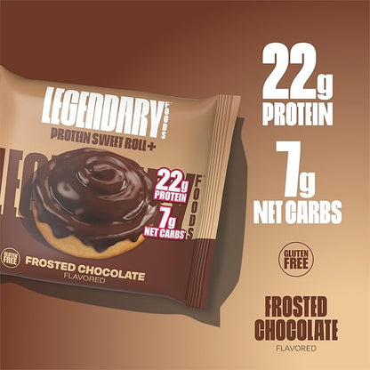 Legendary Foods 22 gram High Protein Sweet Roll+ Bars Premium Boosted - Low Carb Meal Replacement Snack Bar - 10 Gluten Free Protein Snacks - Healthy Keto Snack Box - Low Sugar Diabetic Friendly