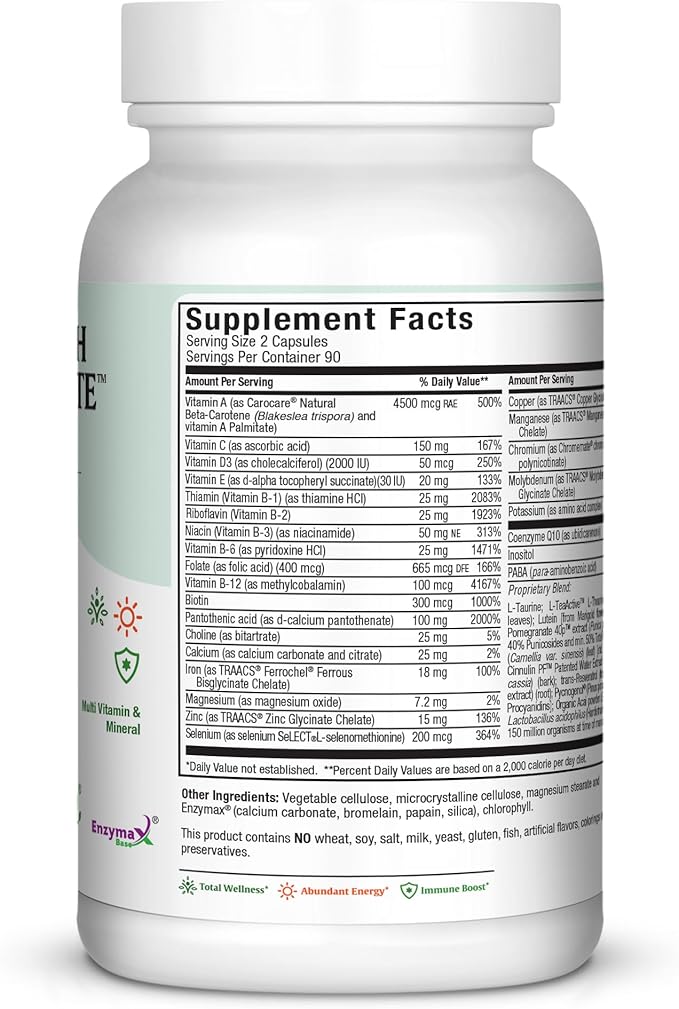 Maxi Health Two Complete - Multivitamins and Minerals - Full Potency - 180 Capsules - Kosher