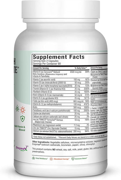 Maxi Health Two Complete - Multivitamins and Minerals - Full Potency - 180 Capsules - Kosher