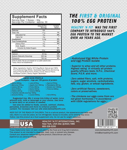 Healthy 'N Fit 100% Egg Protein -Chocolate 2lb, Lactose Free, Sugar Free, Naturally Sweetened