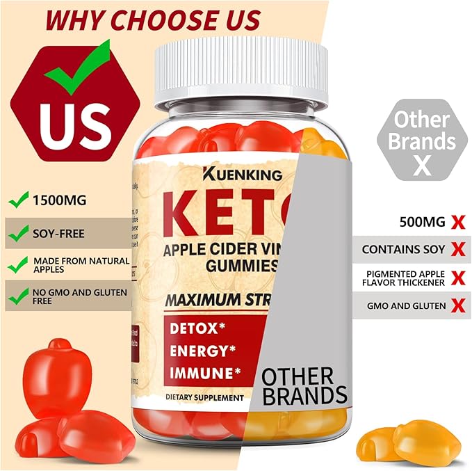 Keto ACV Gummies Advanced Formula, Apple Cider Vinegar Gummies Formulated with Pomegranate Beet Juice Powder B12, 1500MG Vegan Non GMO 60 Gummys