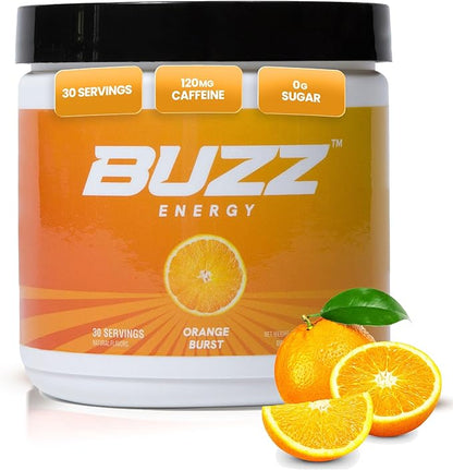 Morning Buzz Energy Drink Powder - Energy Boost Drink Mix - Sugar-Free Energy with Antioxidants - Morning Kickstart and Sports Nutrition Endurance Product - 30 Servings, Orange Burst, 8 Ounces