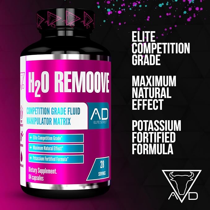 Project AD H2O Remoove Nutural Diuretice Water Management System, Contains a Potassium-Sparing Formula Designed To Promote a Drier, Leaner And More Vascular Looking Physique (28 Servings)