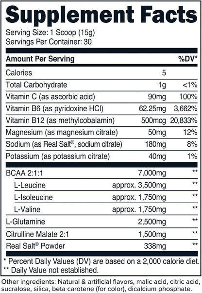 Primaforce BCAA Powder (Pineapple Mango) (30 Servings) - 7000MG 2:1:1 BCAAs, Post-Workout Recovery Drink with Amino Acids and Real Salt for Men & Women