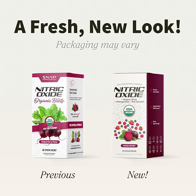 Snap Supplements Nitric Oxide Organic Beet Root Powder, Circulation Superfood On-The-Go, Convenient Single Serve Packs (10 Packs)