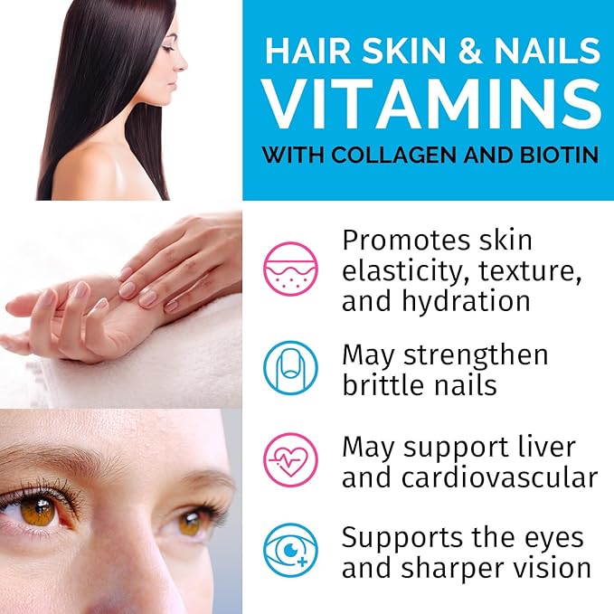 Liquid Collagen Peptides for Women - Complex with Biotin Vitamin, Hydrolyzed Keratin Protein and Saw Palmetto - Comprehensive Formula for Hair, Skin, and Nails Wellness - 2fl oz (Pack of 4)