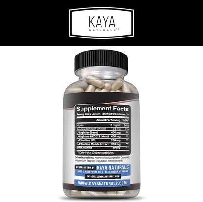 Kaya Naturals - Nitric Blast Potent All-Natural Herbal Supplement for Maximum Health Benefits | Pre-Workout | Increased Energy | Improved Nighttime Performance (60 Count (Pack of 1))