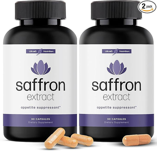 Pure Saffron Extract - Appetite Suppressant for Weight Loss Women & Men - Natural Hunger & Craving Control Supplement - Saffron Supplements for Energy & Mood Lift - 90 Capsules(Pack of 2)