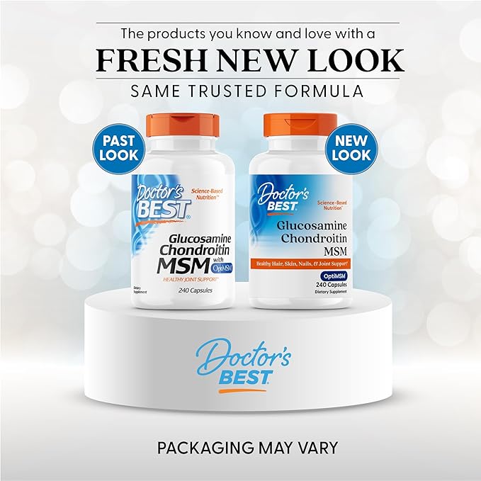 Doctor's Best Glucosamine Chondroitin Msm with OptiMSM Capsules, Supports Healthy Joint Structure, Function & Comfort, Non-GMO, Gluten Free, Soy Free, 240 Count (Pack of 1)