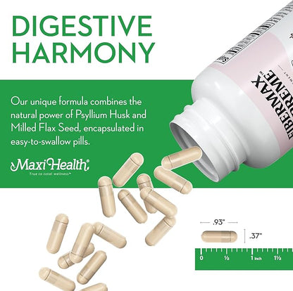 Maxi Fiber for Adults - Kosher Daily Fiber Supplement - 1500 mg Fiber Capsules for Men and Women with Psyllium Husk - Dietary Fiber Pills (Capsules 180 Count (Pack of 1))