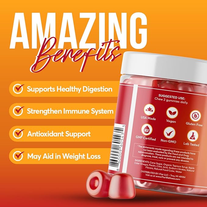 FIOR ACV Detox and Cleanse Gummy (Fruit Punch, 120)