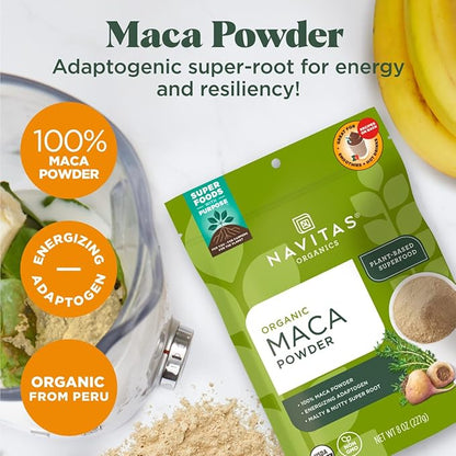 Navitas Organics Maca Powder, 8 oz. Bag, 45 Servings — Organic, Non-GMO, Low Temp-Dried Gluten-Free