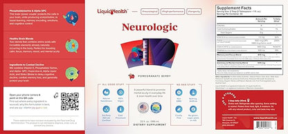 LIQUIDHEALTH Brain Booster Neurologic Liquid Vitamins Memory Focus Concentration Support for Adults, Learning Healthy Cognitive Alertness Multivitamins Brain Food 32 Fl Oz (2 Pack)