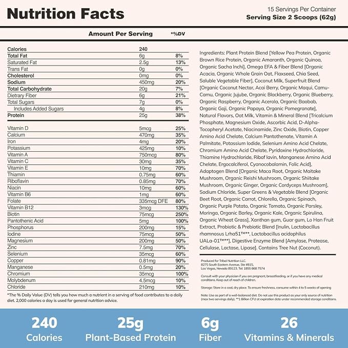 Ka’Chava All-In-One Nutrition Shake Blend, 85+ Superfoods & Nutrients, Meal Replacement, Greens Plant-Based Superfood Powder Protein Drink, Digestive Enzymes & Probiotics, Vegan Dairy Gluten Free, 2lb