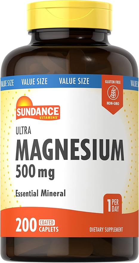 Sundance Magnesium Oxide 500mg | 200 Caplets | Essential Mineral Supplement | Vegetarian, Non-GMO, and Gluten Free Formula