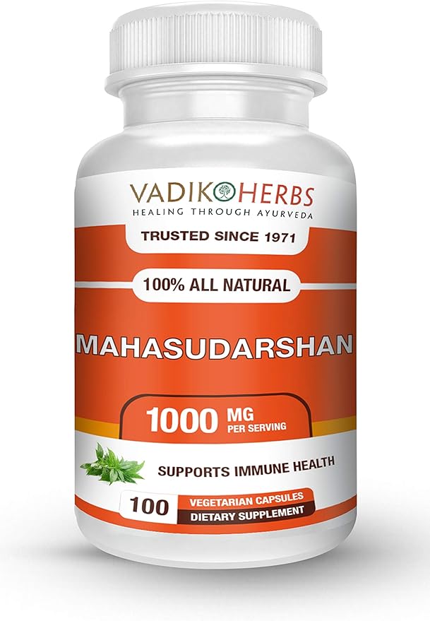 Vadik Herbs Mahasudarshan Powder 100 Vegicaps | Supports Immunity and Promotes Detoxification, Helps to Maintain Normal Body Temperature