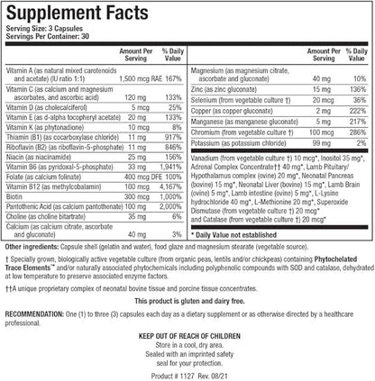 Biotics Research Bio Glycozyme Forte Multivitamin for Glycolytic Support, Vanadium, Zinc, Chromium, Manganese, Inositol, Catalase, Healthy Metabolism and Homocysteine 90 Capsules
