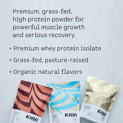 Kion Clean Protein | Grass-Fed & Pasture-Raised Whey Isolate Protein Powder | Rich Chocolate | 30 Servings
