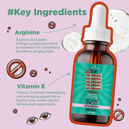 Natural Facial Serum - Anti Aging Moisturize Sensitive Skin - 30ml 1 fl oz - Tee Tree Vitamin C Shea Butter Hyaluronic Acid Multivitamin #Purifect (Retinol Eye Serum)