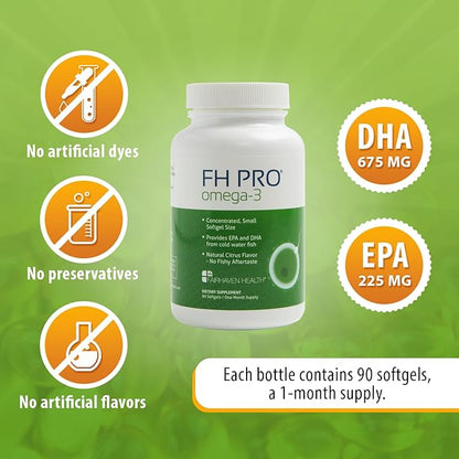 Fairhaven Health FH PRO Omega 3 Fatty Acids | Prenatal DHA and EPA Vitamin | Premium Icelandic Fish Oil Supplement for Pregnant Women and Nursing Mothers | 90 Softgels