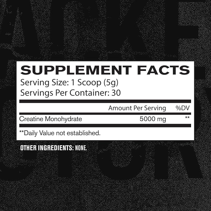 Jacked Factory Creatine Monohydrate Powder 150g - Creatine Supplement for Muscle Growth, Increased Strength, Enhanced Energy Output and Improved Athletic Performance 30 Servings, Unflavored