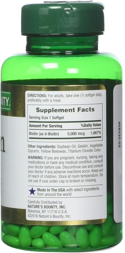 Nature's Bounty Biotin 5000 mcg, 60 Quick Dissolve Tablets?(Pack of 2)