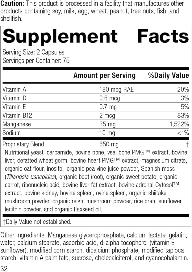 Standard Process Ligaplex II - Joint & Bone Support Supplement - Manganese Supplement with Vitamin B12, Vitamin A & Vitamin D - Skeletal System & Joint Support Supplement - 150 Capsules