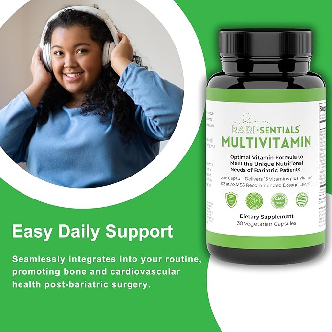 R-Kane Barisentials Bariatric Multivitamins Supplement- Post Bariatric Support for Gastric Bypass, Sleeve Gastroectomy, DS- Essential Daily Nutrition- 30 Vegetarian Capsules