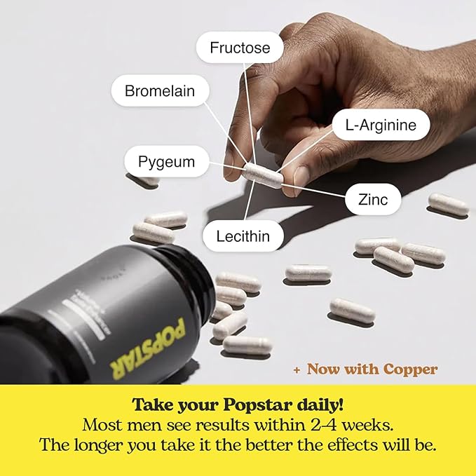 POPSTAR Labs Semen Volume Booster - Men's Semen Health & Fertility Supplement - Doctor Formulated to Increase Load Volume - Made in USA - Non-GMO, Organic, Vegan - 360 Capsules - (3 Month Supply)