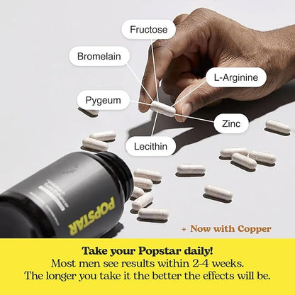 POPSTAR Labs Semen Volume Booster - Men's Semen Health & Fertility Supplement - Doctor Formulated to Increase Load Volume - Made in USA - Non-GMO, Organic, Vegan - 360 Capsules - (3 Month Supply)