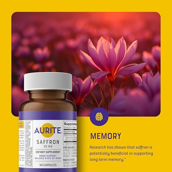 Saffron Supplement for Women & Men. 30 Count, Vegetarian Friendly, Non-GMO, Gluten-Free, Soy-Free (1 Month of Supply)