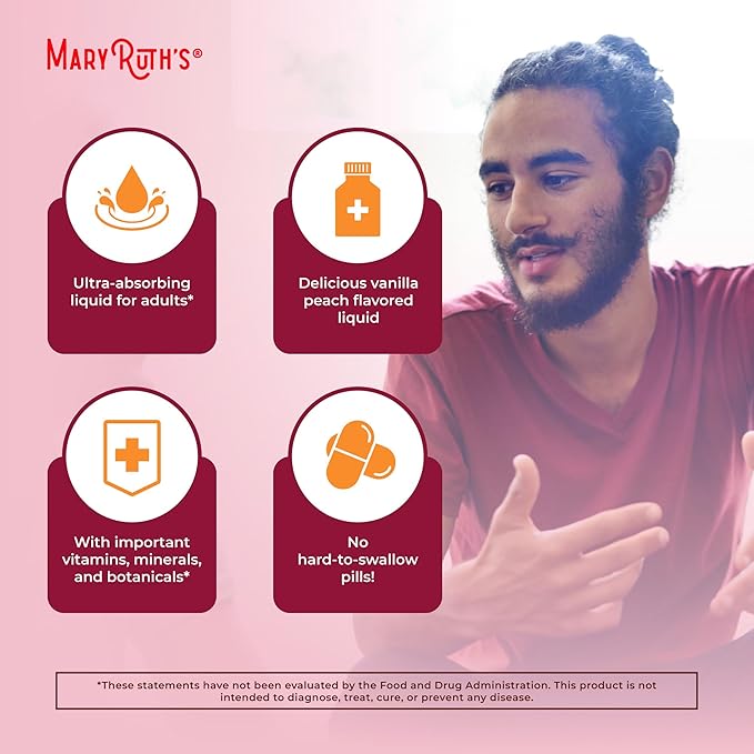 MaryRuth Organics Men's 40+ Multivitamin Liposomal with Hormonal Support | Ultra Absorption | Immune Support | Energy Supplement for Men | Non-GMO | Vegan | 15.22oz