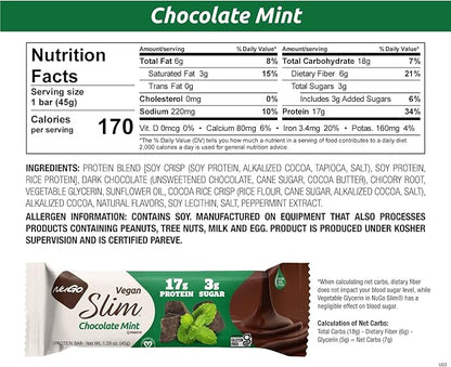 NuGo Slim Chocolate Mint Box, 1.59 OZ (Pack of 12)