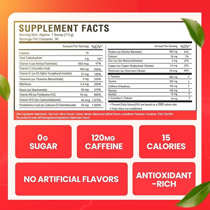 Morning Buzz Energy Drink Powder - Energy Boost Drink Mix - Sugar-Free Energy with Antioxidants - Morning Kickstart and Sports Nutrition Endurance Product - 30 Servings, Watermelon, 8 Ounces