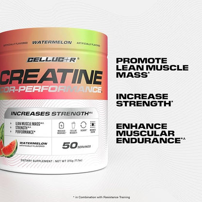 Cellucor Creatine Powder, Watermelon Flavor - Increases Strength, Lean Muscle Mass & Endurance, Micronized Creatine for Fast Absorption, 5g Creatine per Serving, 50 Servings