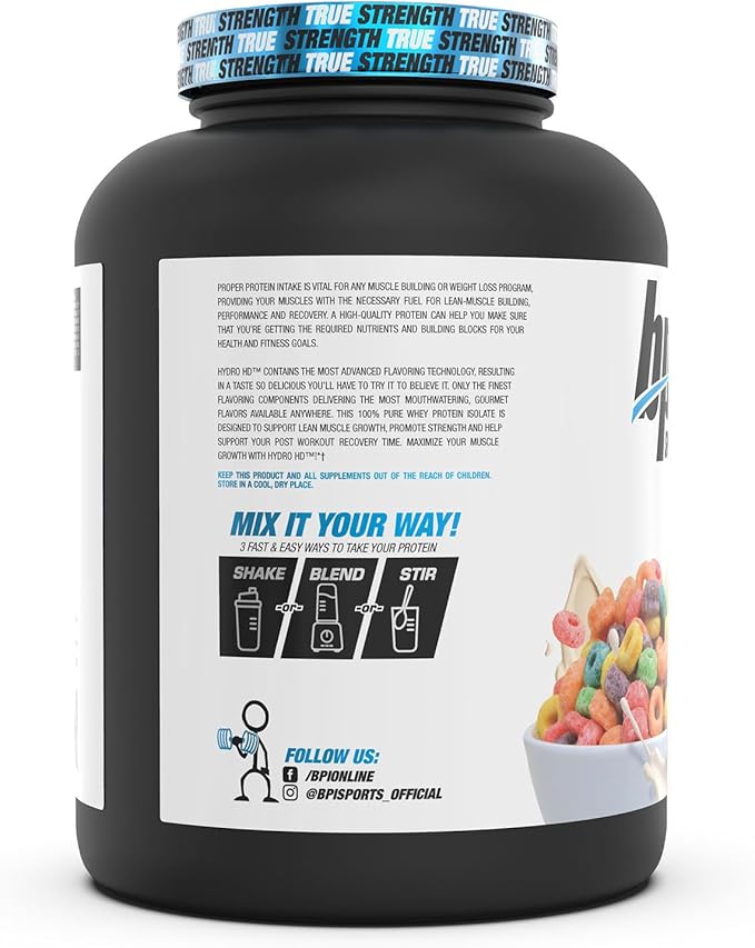 BPI Sports Hydro HD - 100% Hydrolyzed Whey Protein Powder - Muscle Growth, Recovery, 25g of Protein, Low Carb, Low Sugar, Fast Absorbing (68 Servings, Fruity Loopers)