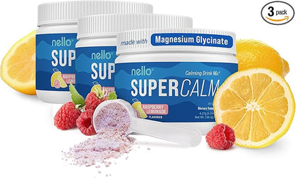 Nello Supercalm Drink Mix - Ashwagandha KSM 66, Magnesium Glycinate, L-Theanine, Vitamin D3 - Ashwagandha Root Extract, Magnesium & L-Theanine Supplement - (30 Servings) - 3 Pack