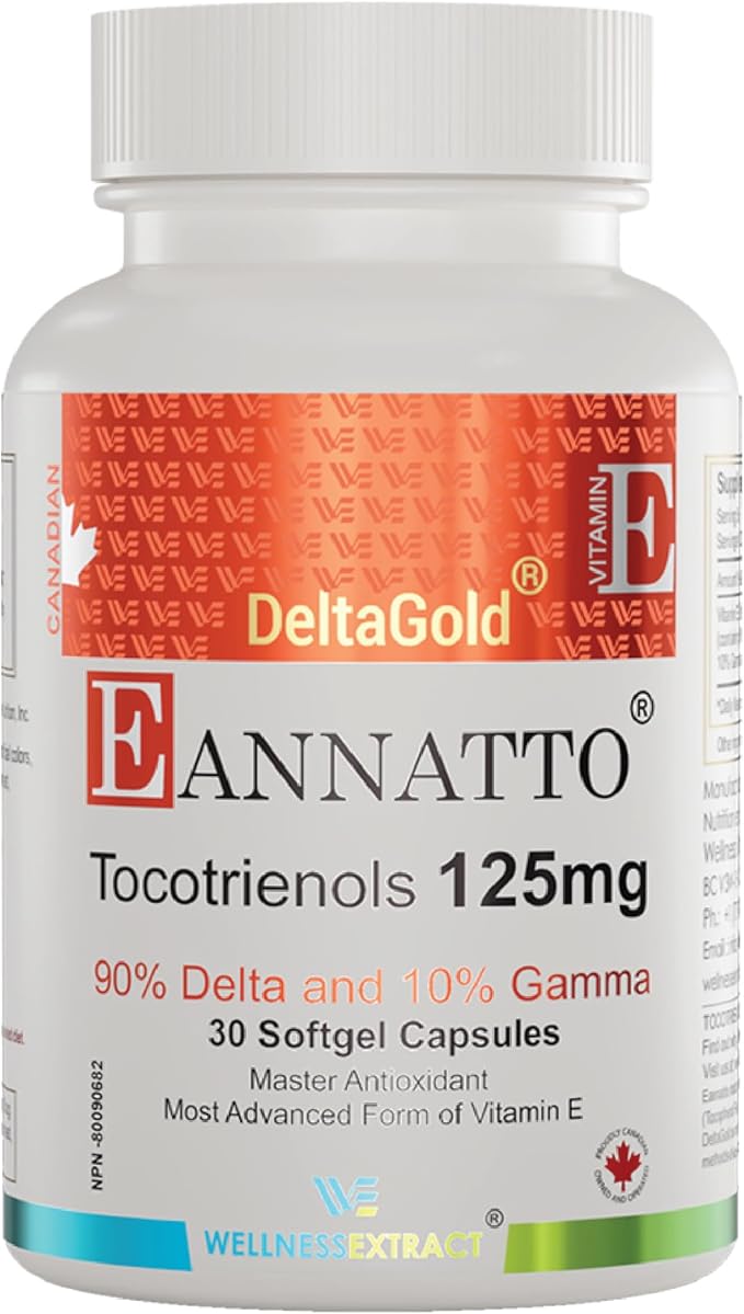 Eannatto Tocotrienols Vitamin E Supplements Tocopherol Free, Supports Immune Health, Non-GMO, Gluten Free & Antioxidant (125MG 30 Softgels)