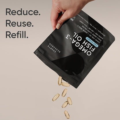 Sports Research Triple Strength Omega 3 Fish Oil - Burpless Fish Oil Supplement w/EPA & DHA Fatty Acids from Wild Alaskan Pollock - Heart, Brain & Immune Support for Men & Women - 1250 mg, 240 ct