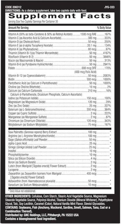 GNC Mega Men 50 Plus Multivitamin | Antioxidants | Heart Health | Prostate and Circulatory Support | 60 Count