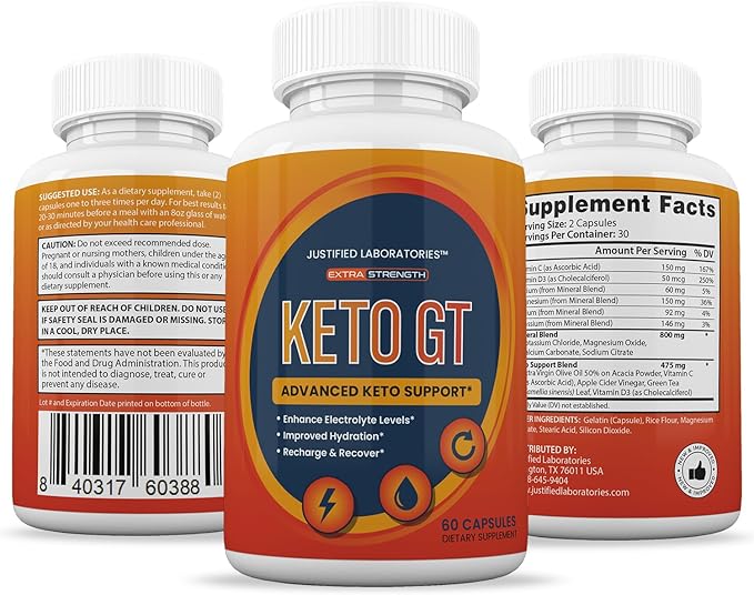 (3 Pack) Keto GT Keto Pills 1275MG New & Improved Formula Contains Apple Cider Vinegar Extra Virgin Olive Oil Powder Green Tea Leaf 180 Capsules