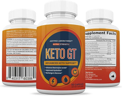 (3 Pack) Keto GT Keto Pills 1275MG New & Improved Formula Contains Apple Cider Vinegar Extra Virgin Olive Oil Powder Green Tea Leaf 180 Capsules