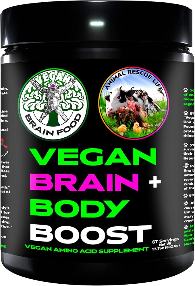 Vegan Brain & Body Boost: The Cherry On Top of A Plant-Based Lifestyle | Working Intelligence | Anti-Aging | Physical Fitness | Vegan Amino Acids - Creatine, Taurine & Beta Alanine | 67 Servings/500g