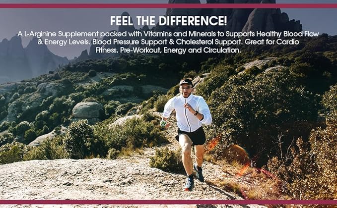 L-arginine 5000 mg and L-citrulline 1000 mg Combo, Nitric Oxide Supplement Complex, Cardio Heart Health Powder, Mixed Berry Flavor, 16.82 Oz..